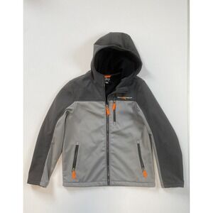 Zero Exposure Boys Hooded‎ Softshell Jacket Gray Orange Zipper Size L 14 16